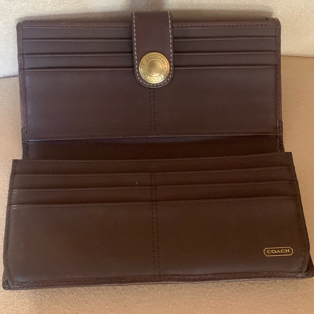 Rare Vintage Coach Checkbook Leather Wallet Brown